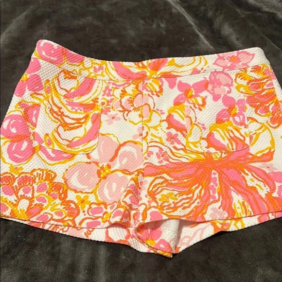 Sz 12 Lilly Pulitzer Pink Orange White Shorts 🩳 - Picture 3 of 4